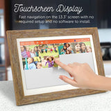 Aluratek 13.3" WiFi Distressed Wood Digital Photo Wifi, 13"