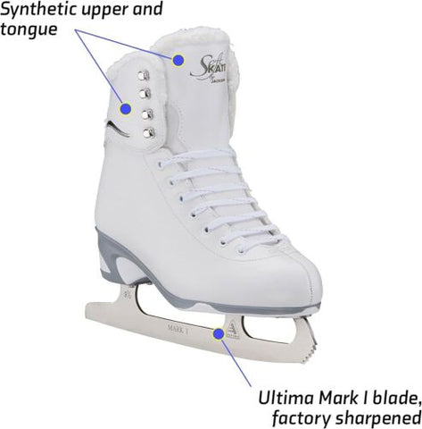 Jackson Ultima SoftSkate Womens/Girls Figure Skate 4 Women's, White/Fleece