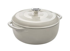 Lodge 6 Quart Enameled Cast Iron Dutch Oven with Lid – 6 Quart, Oyster White