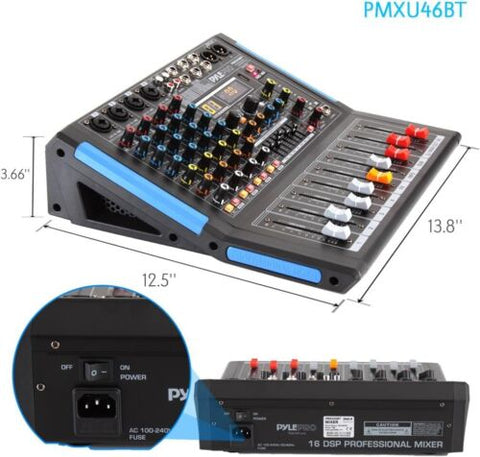 Pyle 4-Channel Bluetooth Studio Audio Mixer-DJ Sound Controller Interface...