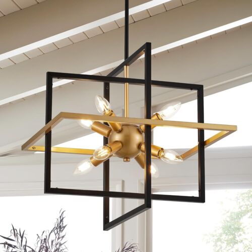 18.9'' Black Gold 8-Light Sputnik Balck Geometric