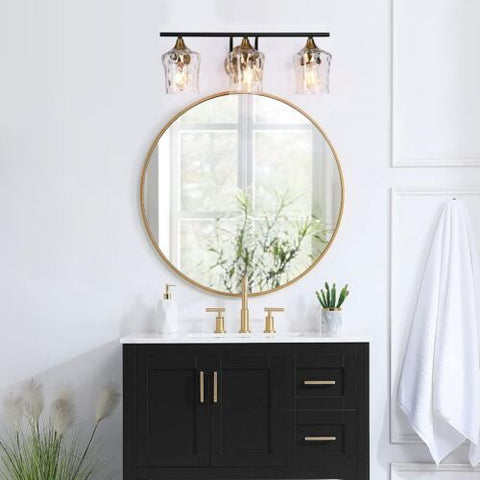 Durent Lighting Bathroom Light Fixtures, Black & Brass 3 Gold