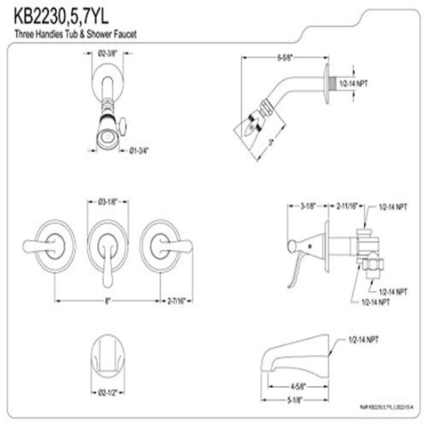 Kingston Brass KB2235YL 3-1/8 inch Diameter Escutcheon, Oil Rubbed Bronze