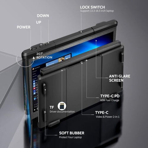 Alecewey P2 PRO Triple Portable Monitor for Laptop Screen, 13.3" FHD 13.3''