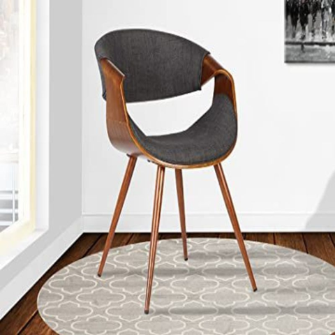 Armen Living Butterfly Dining Chair in 22D x 21W x 29H in, Charcoal/Walnut