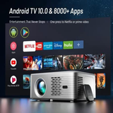 4K Support Android TV 10.0 Projector 5G WiFi Bluetooth Native 1080P, White