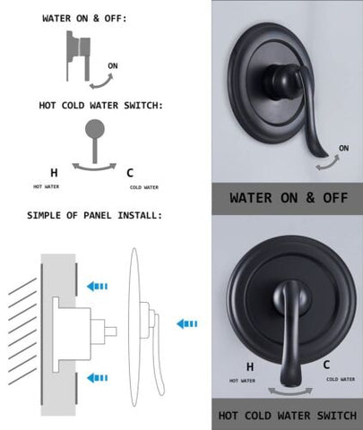 ELLO&ALLO Matte Black Shower Faucet Set with Tub Spout, With Tub,