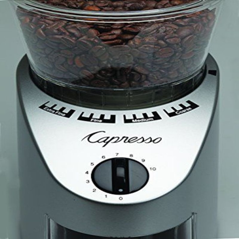 Capresso 560Infinity Conical Burr Grinder, Brushed 8.5-Ounce, Stainless Steel