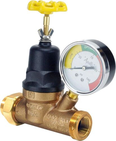 Apollo Valves 69ELF114TWG Water Pressure Regulator w/Gauge, No Size, Bronze