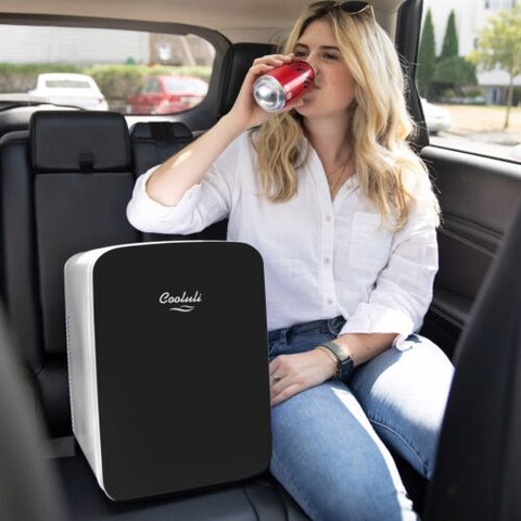 Cooluli 15L Mini Fridge for Bedroom - Car, Office Desk & 15 Liter, Black