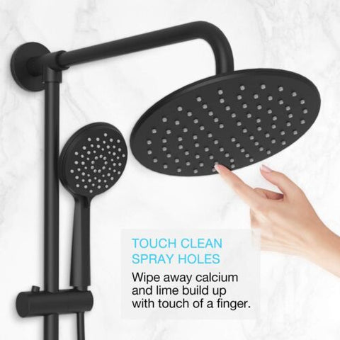 9 Inch Rain Shower Head with Handheld Bathroom Round, Matte Black