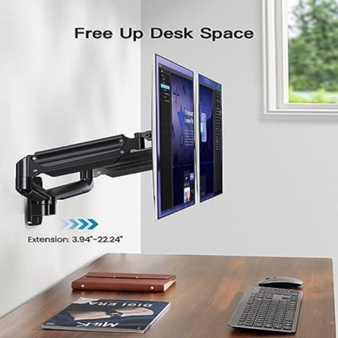 HUANUO Dual Monitor Wall Mount, Gas Spring Computer /, Black