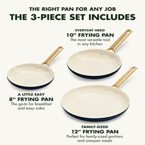 GreenPan Reserve 8" 10" and 12" 3 Piece Frying Pan Skillet, Twilight Blue