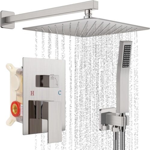 12 Inch Shower Faucet Set, Rainfall System 12 Inch, ‎Brushed Nickel