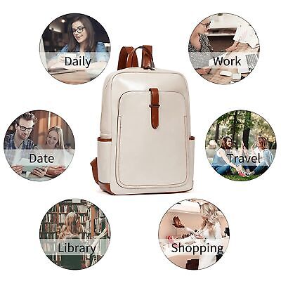 Telena Vegan Leather Laptop Backpack for Women 15.6 inch Computer Backpack Co...