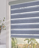 Persilux Blackout Zebra Blinds (26" W X 72" H, Dark Grey) Dual Layer Sheer Ro...