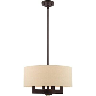 Livex Lighting 46164-07 4 Light Bronze Chandelier, Bronze W/Antique Brass Acc...