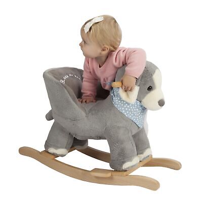 Baby Rocking Horse Puppy with Chair, Plush stuffed Animal Dog Rocker, Wooden ...