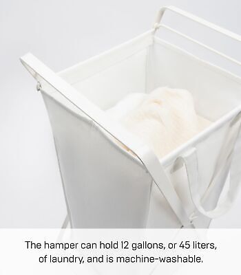 Yamazaki Home Laundry Hamper Clothes Basket Liner | Steel + Cotton, Medium, W...