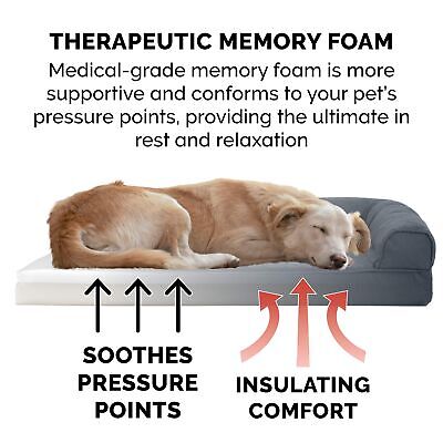 Furhaven Memory Foam Dog Bed for Large Dogs w/ Removable Bolsters & Washable ...