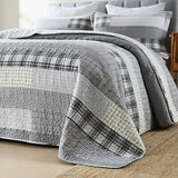 Queen Size Quilt,Patchwork Quilt Bedding Set 100% Cotton Plaid Bedspread Quee...