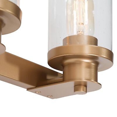 LALUZ Bathroom Light Fixtures, Gold Vanity Light Fixture with Seeded Glass Sh...