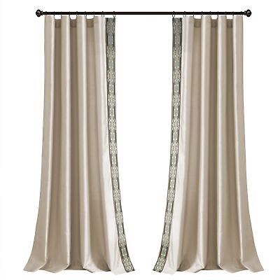 Lush Decor Luxury Traditional Regency Faux Silk Border Trim Window Curtain Pa...