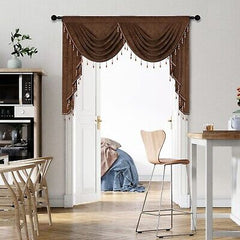 ELKCA Thick Chenille Window Curtains Valance for Living Room, Chocolate Valan...