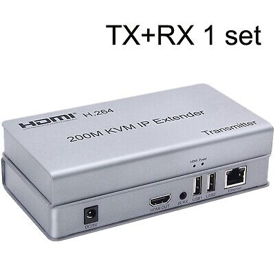 200M HDMI KVM IP Extender, Over IP RJ45 Ethernet CAT6 6A Transmitter Receiver...