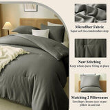 Queen Comforter Set Dark Grey Queen Size Comforter Boho Dark Grey Comforter 3...