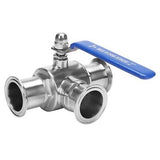 DERNORD 2" Tri Clamp Sanitary Ball Valve, 3-Way Ball Valve T-Port Stainless S...