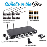 Pyle 8 Channel Wireless Microphone System - Portable VHF microphone, Black