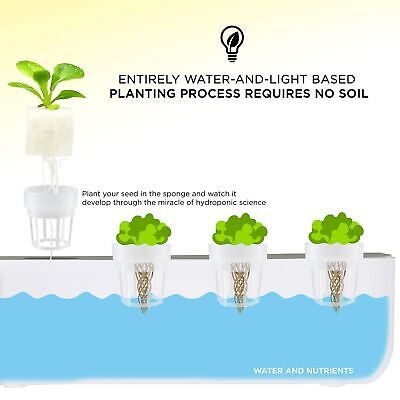 Ivation 11-Pod Indoor Hydroponics Growing System Kit with LED Grow Light, Her...