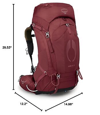 Osprey Aura AG 50L Women's Backpacking Backpack, Berry Sorbet Red, WXS/S