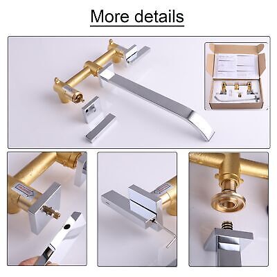 Wall Mount Bathtub Faucet Chrome, 2 Handle Tub Filler Faucet Wall Mounted Sol...