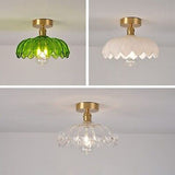 Auwieou Modern Brass Semi Flush Ceiling Light Industrial Glass Close to Ceili...