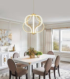 Q&S Modern Led Chandelier,Gold Hanging Pendant Lights for Dining Room Foyer E...