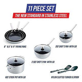 Blue Diamond Cookware Tri-Ply 11 Piece Pots and Pans Set, Silver