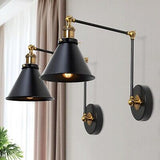 LALUZ Black Wall Sconces Lighting, 2 Pack Modern Industrial Swing Arm Plug in...