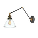 LNC Black Gold Wall Sconces, Glass Swing Arm Wall Lamp Adjustable Plug-in or ...