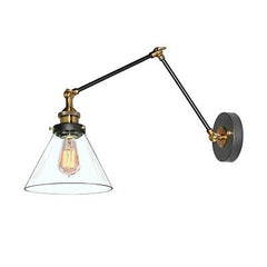 LNC Black Gold Wall Sconces, Glass Swing Arm Wall Lamp Adjustable Plug-in or ...