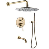 RBROHANT Shower System with Tub Spout and Handheld Brushed Gold Bathtub Showe...