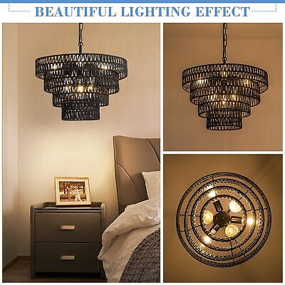 20 inch Pendant Lights Kitchen Island, 6 Lights Large Boho Chandeliers, Heigh...