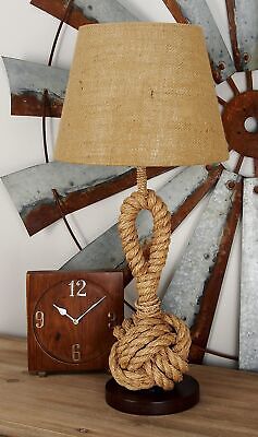 Deco 79 Jute Rope Room Table Lamp Twisted Rope Accent Lamp with Linen Shade, ...