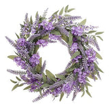 24" Artificial Lavender Floral Spring Wreath with Green Leaves 24" Purple