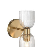 Josephine - Mid-Century Modern Metal and Clear Ribbed Glass Wall Light, Brush...