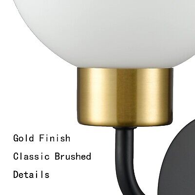 DANSEER Matt Black Wall Sconce Modern Milky Globe Glass for Bathroom Vanity L...