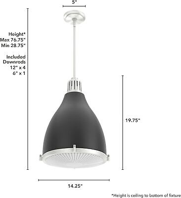 Hunter - Bluff View 3-light Matte Black, Medium Size Pendant Flat Black