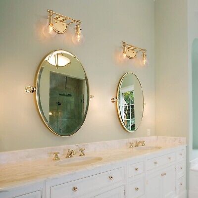 KSANA Bathroom Vanity Light, 2 Light Vanity Lighting Fixtures, Gold Bathroom ...