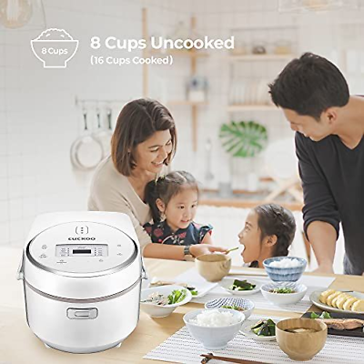 CUCKOO CR-0810F | 8-Cup (Uncooked) Micom Rice Cooker | 9 8 cups, White/Silver